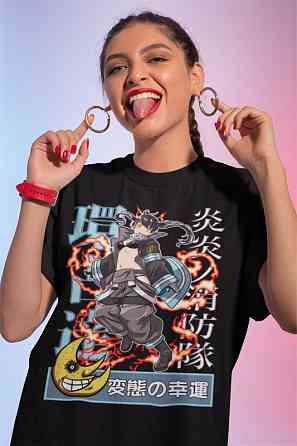 Футболка для мальчика аниме Аниме Фире Форке Тамаки оверсайз (рост от 165 до 180 ) Черний AnimeJ0013m Днепр