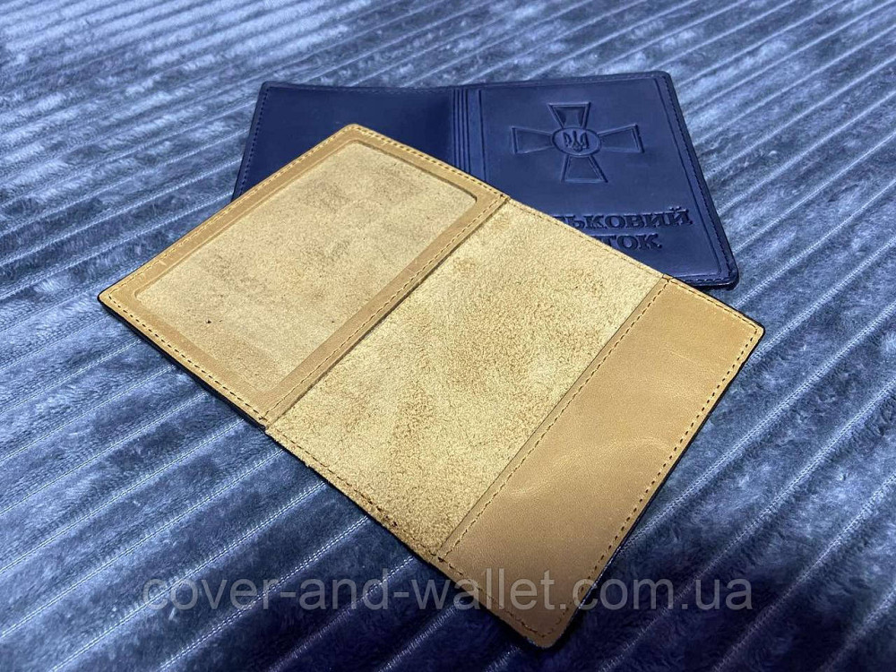 Обкладинка для військового квитка із вінтажної шкіри жовтого кольору Puos Київ - фото 3