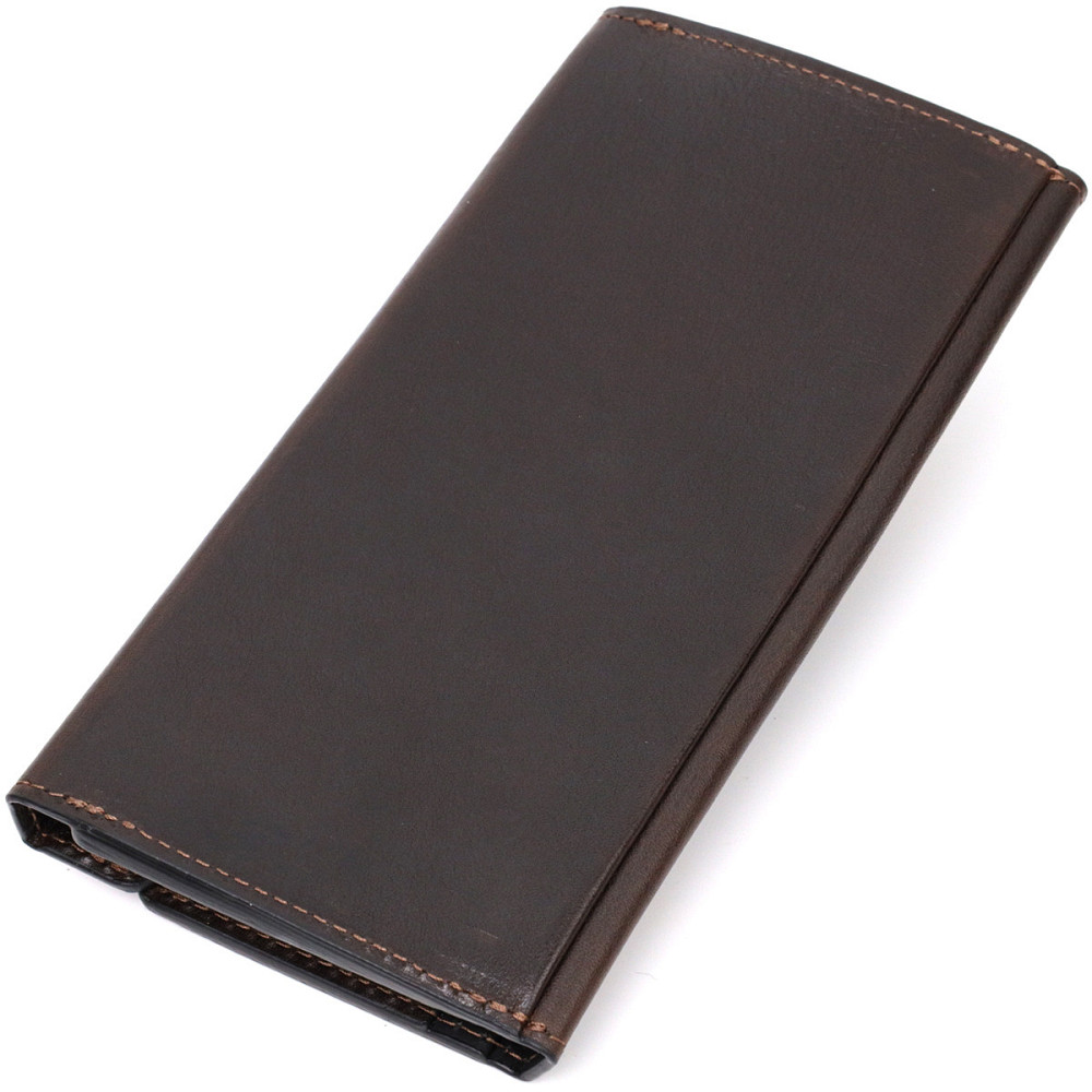 Вертикальний гаманець із відділенням для телефону з натуральної шкіри GRANDE PELLE 11645 Коричневий Київ - фото 2