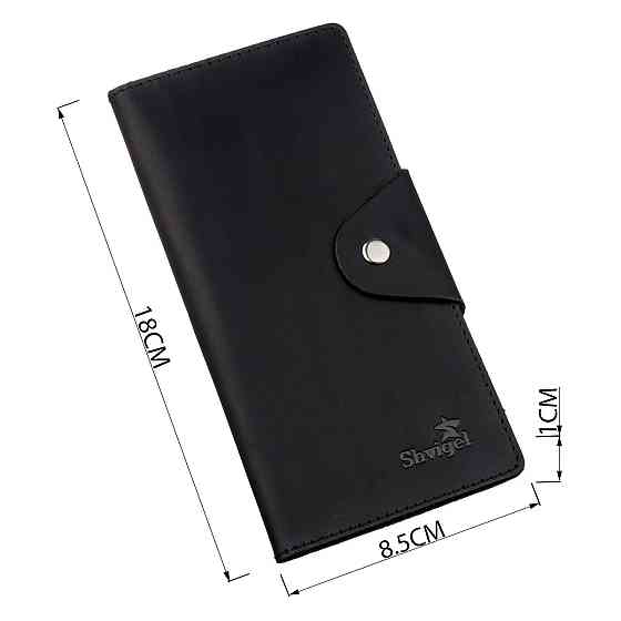 Бумажник мужской вертикальный из винтажной кожи на кнопках SHVIGEL 16182 Черный Киев