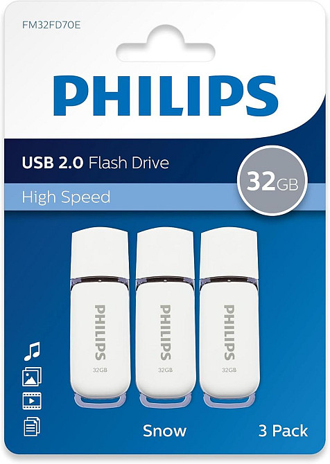 Флеш-накопитель Philips Snow 2.0 3×32GB бело-серый USB 2.0 чтение до 23MB/s портативный для хранения данных Киев - изображение 5