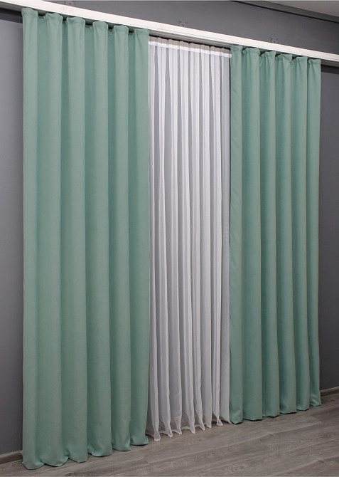 Комплект готових штор VR-Textil Мікровелюр Petek № 1508ш М'ятний 150х270 см 2 шт (33-0870) Київ - фото 4