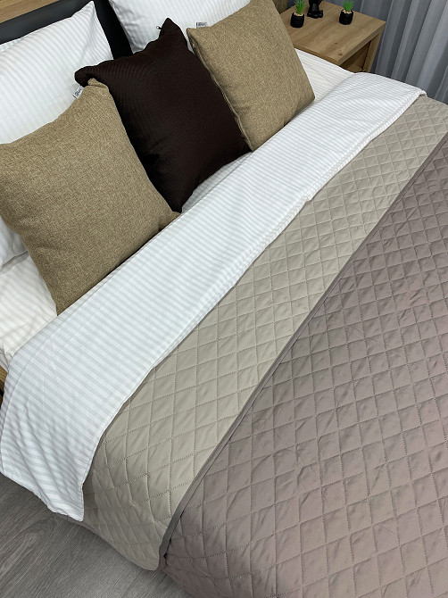 Покривало двостороннє Decorator Microfiber ромб 215x240 см сіро-коричневий з бежевим (85-027) Київ - фото 3