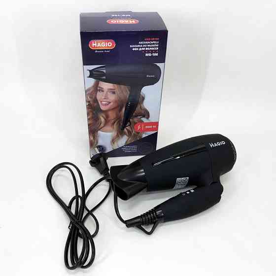 Фен для дому та салону MAGIO MG-166 2 кВт, Хороший фен для волосся Функціональна щітка сушіння HL-76 Львів