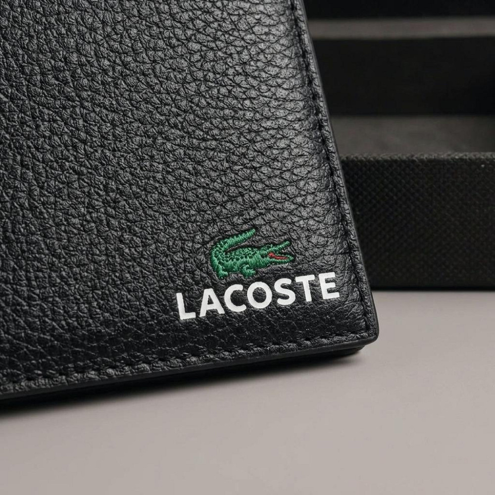 Мужской кожаный брендовый кошелек с брелоком Lacoste (1723-2) Киев - изображение 7
