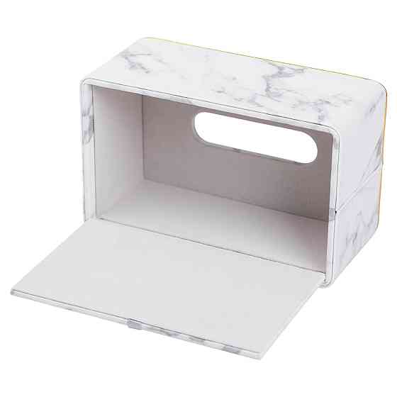 Yiwu Серветниця з еко шкіри 21.5х13х9 см для кафе і ресторанів Білий мармур HP-3-202 Коломия