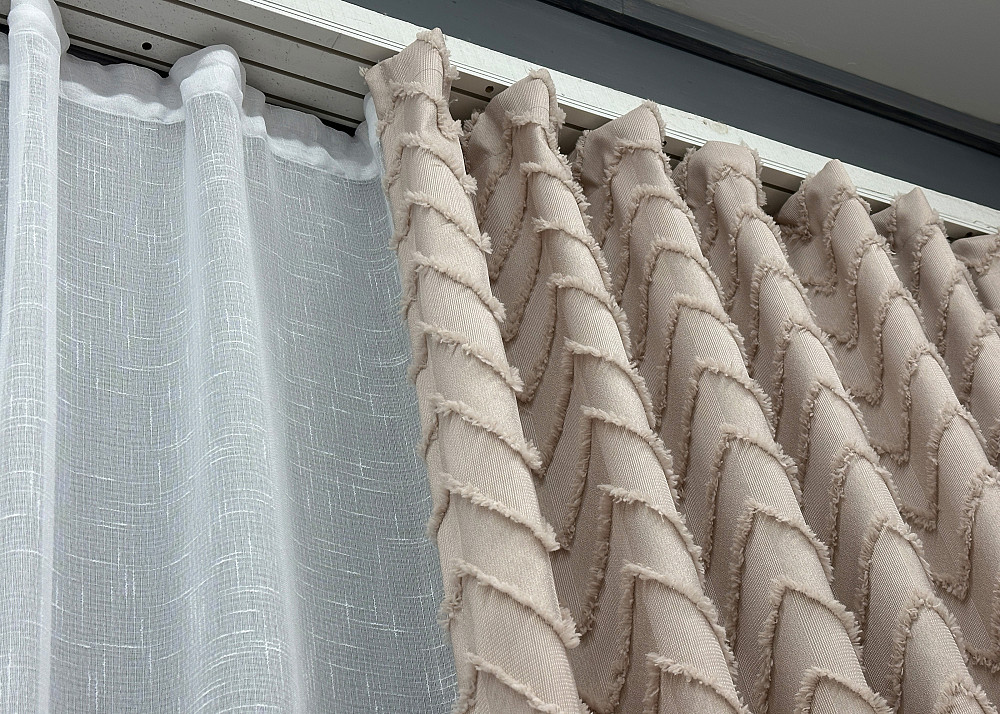 Комплект штор VR-Textil Лен Букле 200х270 2шт и Тюль 500х270 1813ш-115т Пудровый с белым 71-039/6 Киев - изображение 7