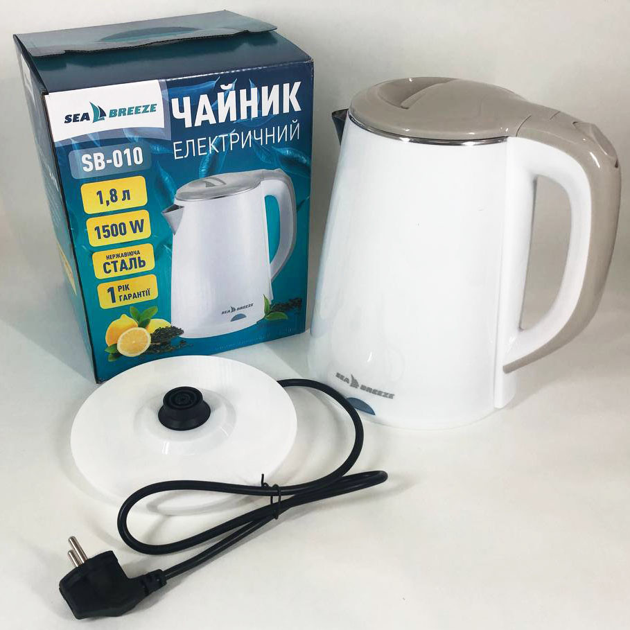 Електричний чайник із сучасним зовнішнім виглядом SeaBreeze, Чайник дисковий Тихий VS-26 Львів - фото 1