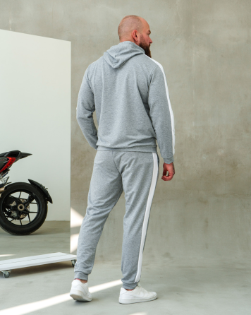 Костюм спортивний чоловічий лампаси весна Сіро-Білий XL Харків