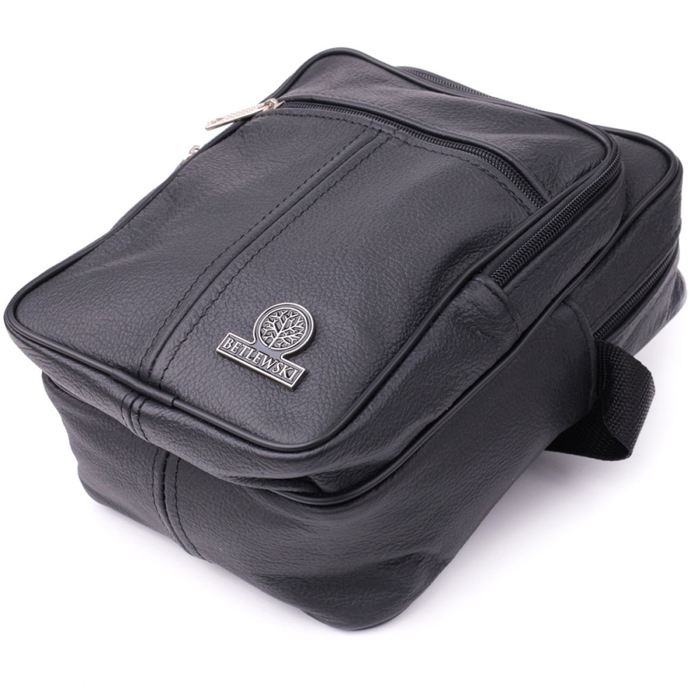 Вместительная мужская вертикальная сумка из натуральной кожи Vintage sale_15111 Черный Киев - изображение 5