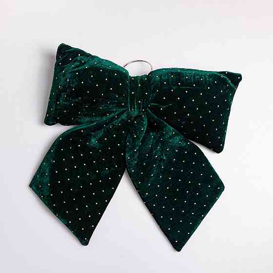 Yiwu Оксамитовий бант для декору зі стразами на ялинку 45×50 (см) Зелений CR-2-10 Коломия