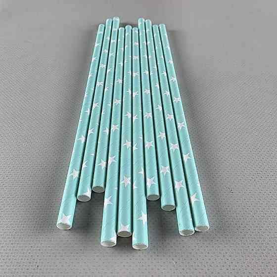 Соломка трубочка паперова Ø 5 мм 20 см "Зірка" мітно-зелена 25 шт (1 пачка) Харків