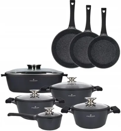 Zwieger Black Stone Комплект 3 Garnków + Кришки Сковорідки Рондель Жаровня (ZWBS35) Київ
