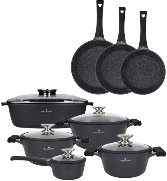 Zwieger Black Stone Комплект 3 Garnków + Кришки Сковорідки Рондель Жаровня (ZWBS35) Київ - фото 1