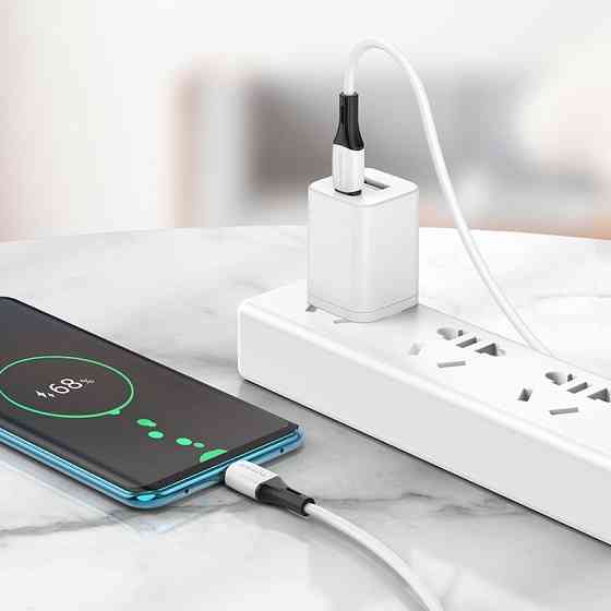 Кабель BOROFONE BX79 Type-C to Type-C 3A,60W, 1m, silicone, silicone connectors, White Київ