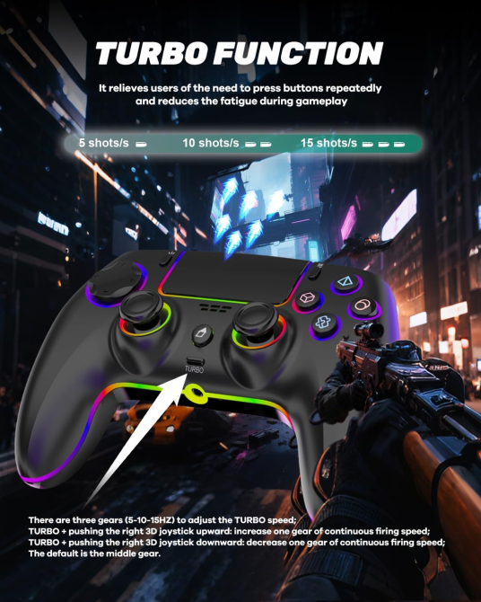 Бездротовий геймпад MYSTILUCK Hall Effect для PS5/PS5 Pro/PC/Mac/Steam Deck/iOS/Android | RGB, Turbo, 1500 мА·год Київ - фото 5