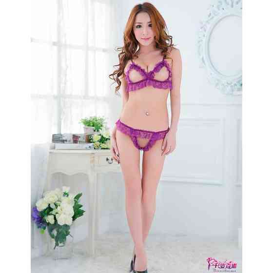 Кружевной секси комплект - Сиреневый - XS/S – Эротическое бельё Винница