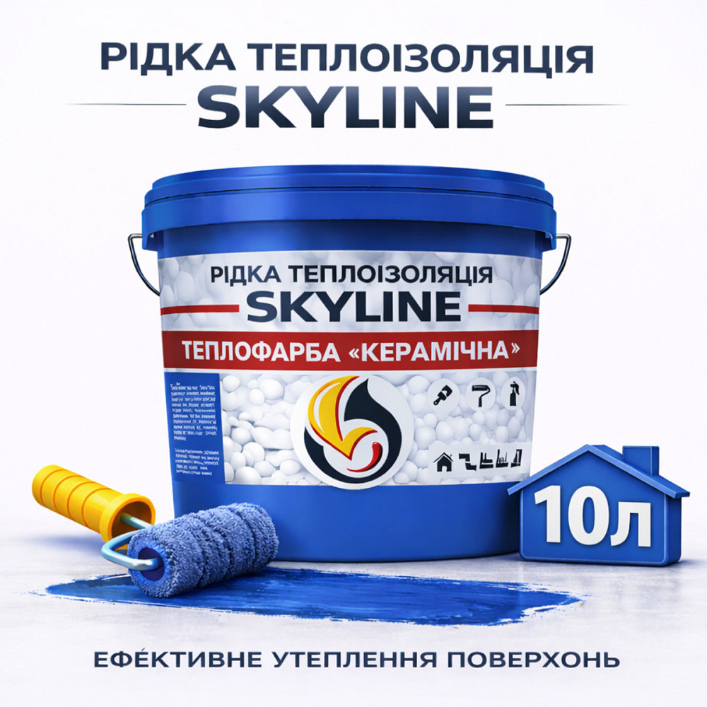 Рідка теплоізоляція Skyline керамічна теплофарба для утеплення стін, фасадів, металу та трубопроводів Синя 10 л Харків - фото 1