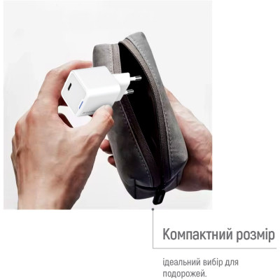 Зарядное устройство ColorWay C101D GaN Mini 20W PD PPS USB-C + cable USB-C to Lightning white (CW-CHS059PDL-WT) Винница - изображение 6
