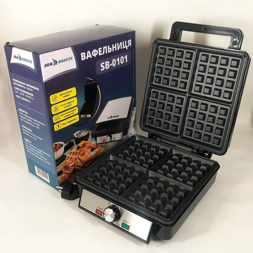 Вафельниця для тонких вафель SeaBreeze SB-0101 1200 Вт, Вафельниці для віденських вафель IG-23 Львів - фото 7