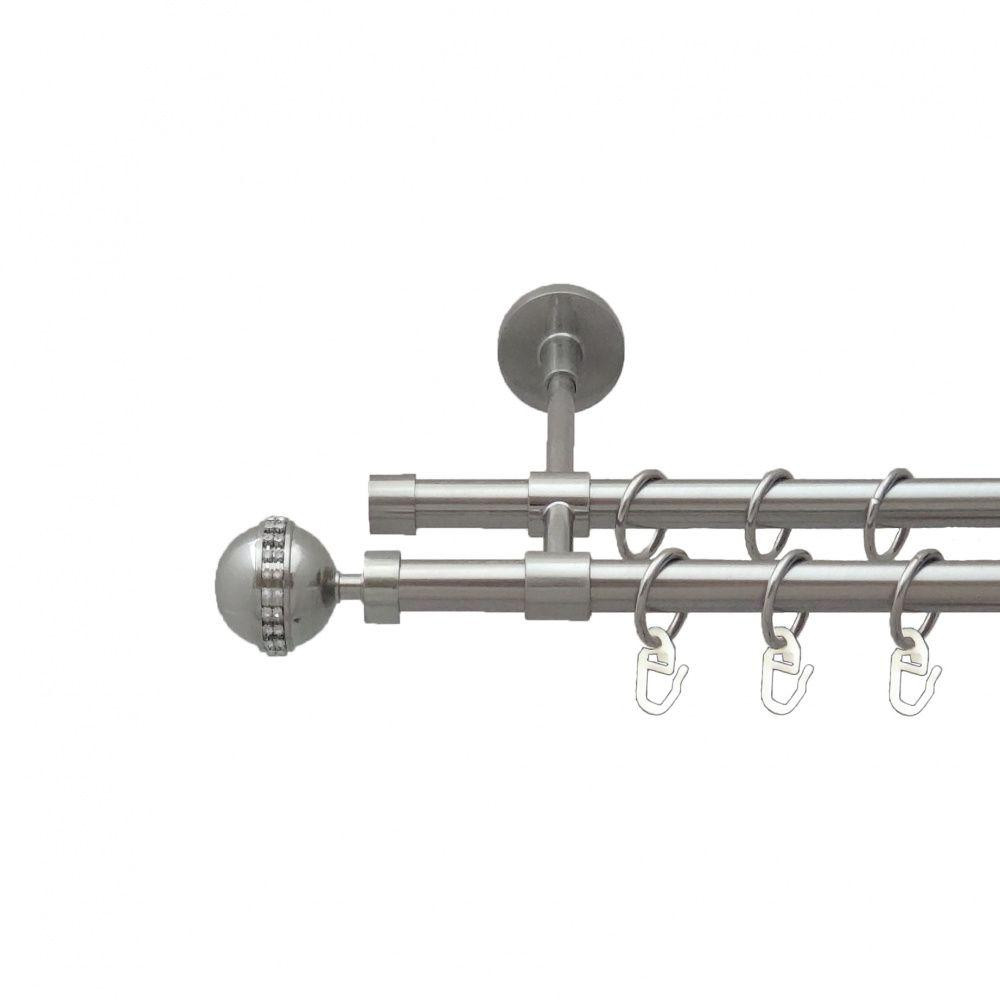 Карниз Orvit Авея металевий дворядний закритий гладка труба кільце металеве Нержавіюча Сталь 16\16 мм 160 см (5503167) Львів - фото 1