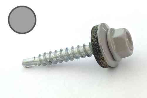 Саморіз покрівельний 4,8*35 DIN 7504K RAL 9006 для дерева (пач 50 шт.) (колір — біло-алюмінієвий) PRO Рівне