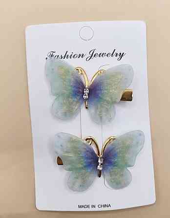 Комплект шпильок "Метелики" 2 шт. Салатовий Сміла