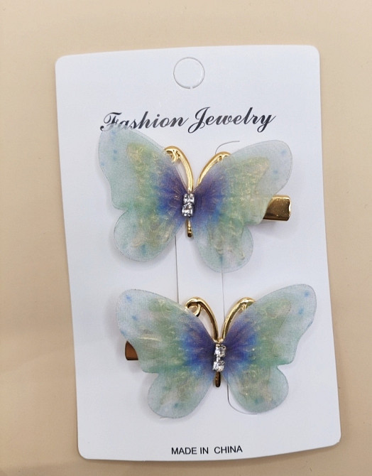 Комплект шпильок "Метелики" 2 шт. Салатовий Сміла - фото 1