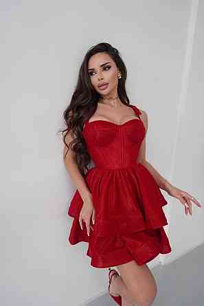 Женское романтическое праздничное платье мини люрекс диско Красный, 42 Одесса