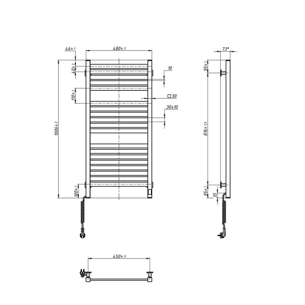Електрична сушарка для рушників NAVIN Авангард X 480х1000 Sensor з WI-FI лівобічна, біла Київ - фото 6