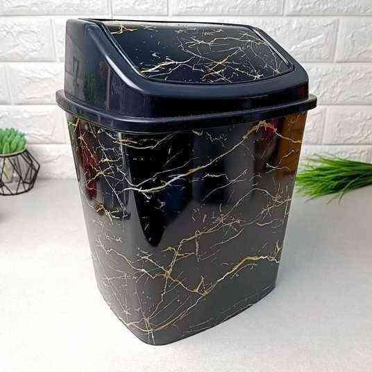 Відро для сміття 5л поворотна кришка Чорний мармур "ELIF" Харків