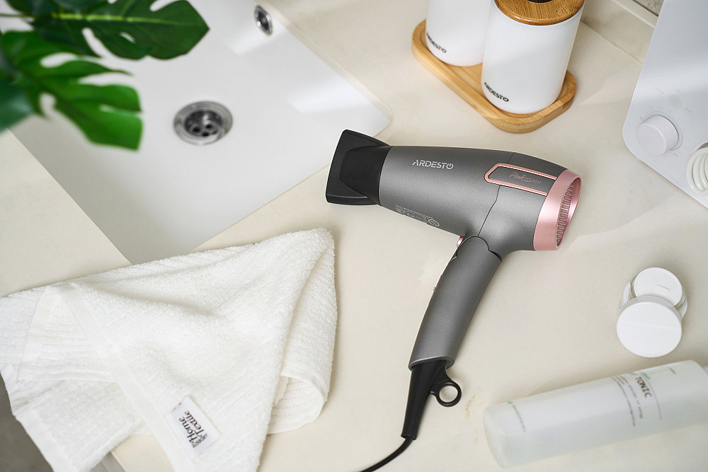 Фен ARDESTO Pink Touch, 2000Вт, 2 швидкості, 2 темп.режими, складана ручка, сірий+рожевий Київ - фото 3