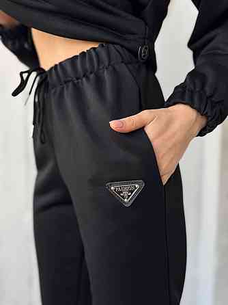 Жіночий повсякденний костюм-двійка: кофта та штани двохнитка-петля Чорний, 50/52 Одеса