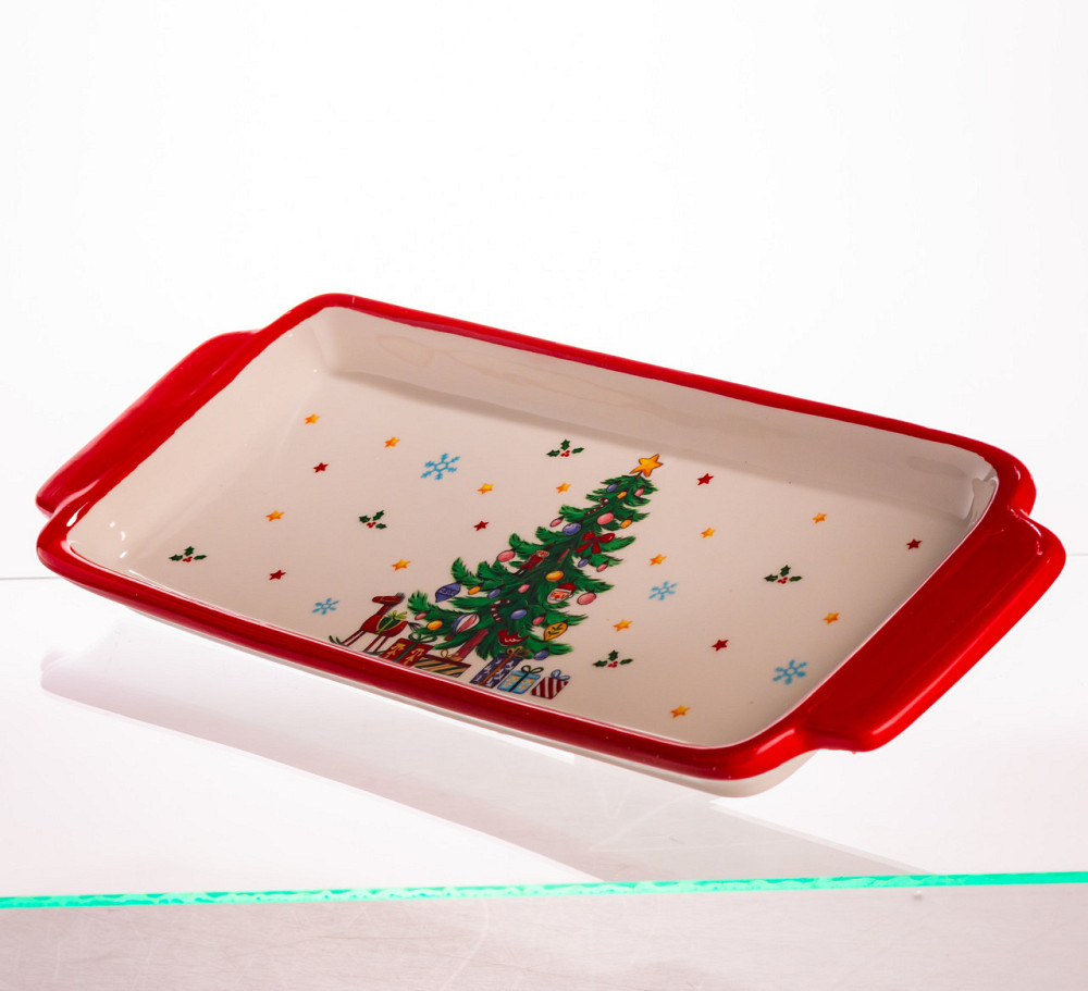 Блюдо сервірувальне новорічне для закусок 39×15×2 (см) з порцеляни CR-1-1 Київ - фото 2