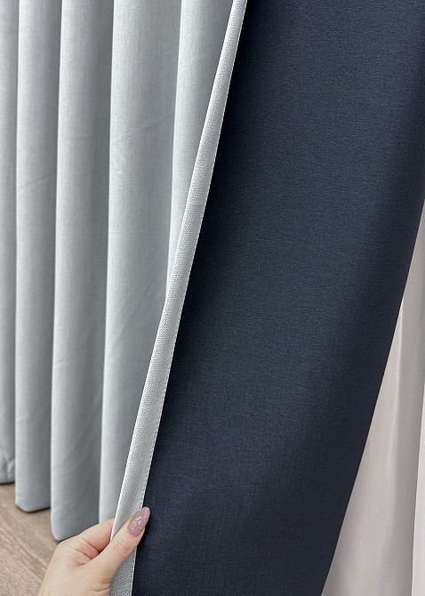 Комплект коротких штор VR-Textil Блекаут двосторонній Scandi № 1899ш Сіро-блакитний 130х170 см 2 шт (35-0431) Київ - фото 6