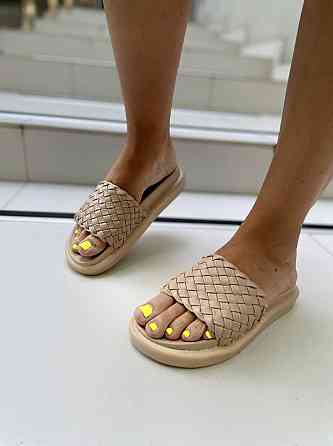 Seben Модні шльопанці жіночі еко-шкіра бежеві на низькому ходу літні Seben T115-3 р. 36, 38, 39 Коломыя