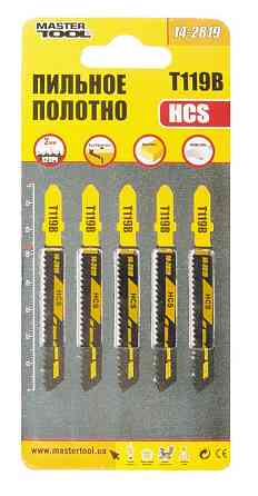 Полотно пиляльне для лобзика MASTERTOOL для дерева 5 шт. швидке пряме різання 12TPI 77 мм T119B 14-2819 Рівне