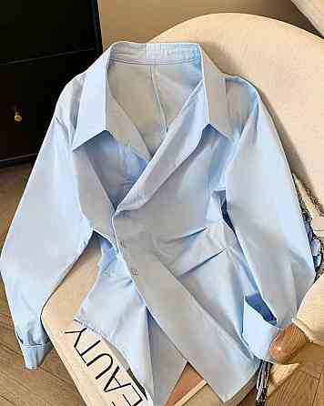 Жіноча стильна сорочка зі щільного котону (Туреччина) Блакитний, 44/46 Одеса