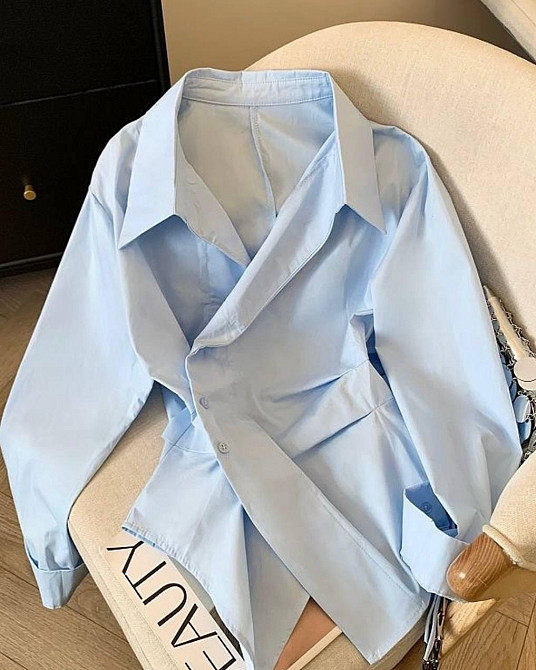 Жіноча стильна сорочка зі щільного котону (Туреччина) Блакитний, 44/46 Одеса - фото 1