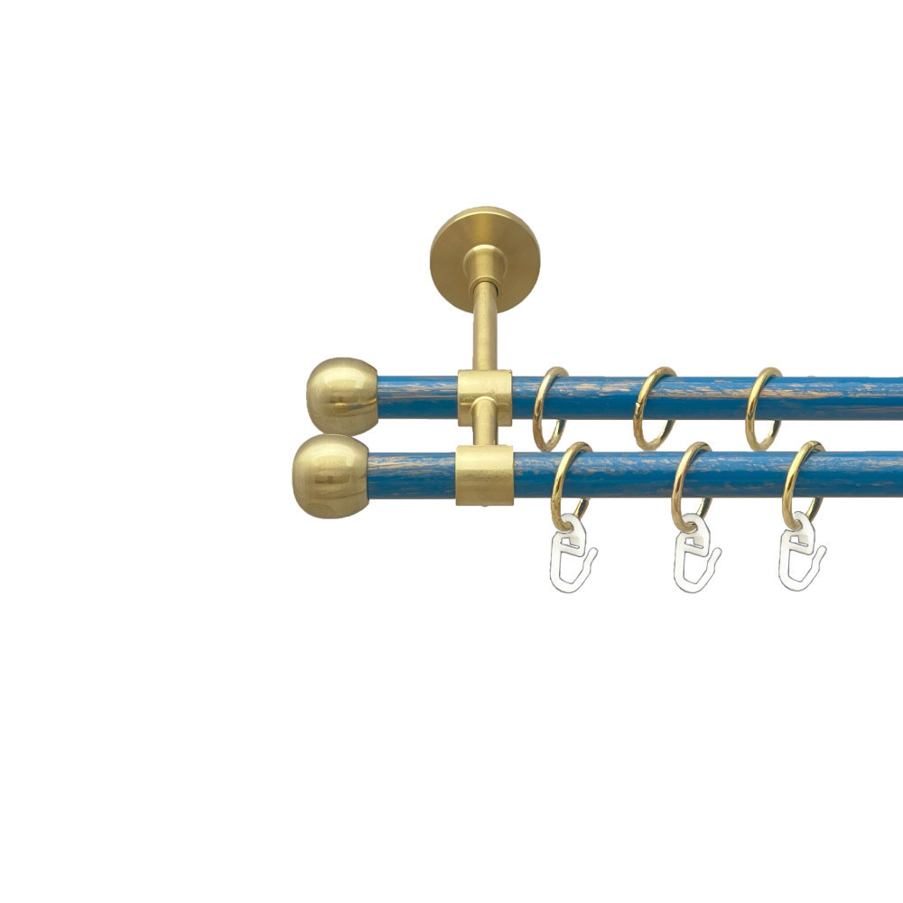 Карниз Orvit Куля Болонь металевий дворядний закритий гладка труба кільце металеве Золото Матове - Блакить Львов - изображение 1