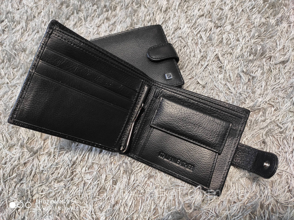 Мужской кожаный кошелёк с зажимом на кнопке Hassion Киев - изображение 3