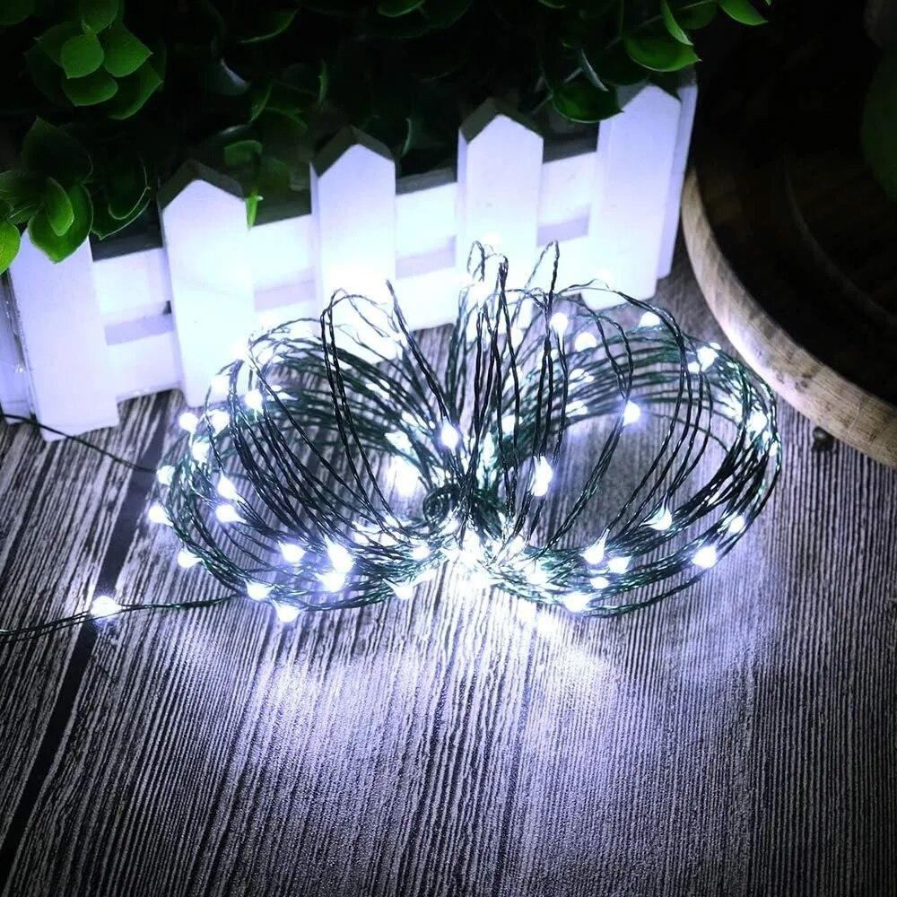 Комплект 2 гірлянди роси на зеленому проводі 30 метрів 300 лед Niki Light капля роси з режимами вулична гірлянда на пульті біла Київ - фото 7