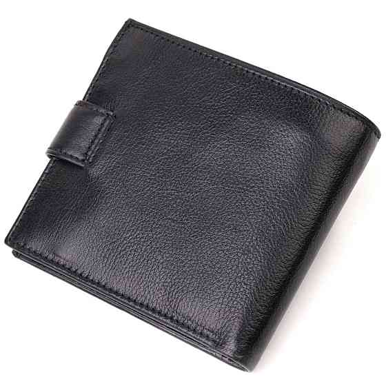 Удобный мужской кошелек из натуральной гладкой кожи Черный (CANPELLINI) Киев