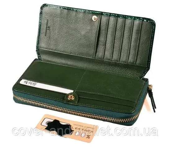 Модний лаковий жіночий гаманець на блискавці зеленого кольору ST S7001A Київ - фото 6