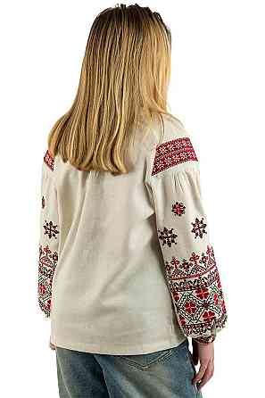 Вишиванка для дівчаток, довгий рукав натуральна лляна р.140 топ Київ