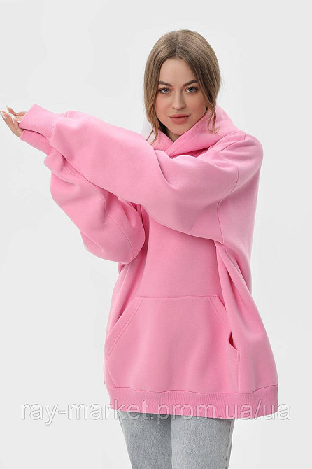 Худи оверсайз женское утепленное RAY OVERSIZE розовое (U0404W-Pink) 2XL/3XL Киев - изображение 3