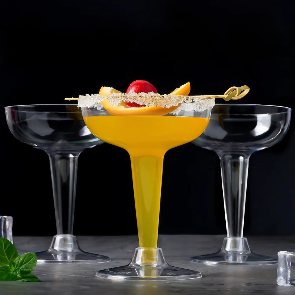 Набор бокалов для маргариты 140 мл, 10 шт, многоразовые, пластиковые, прозрачные, фуршетные для коктейлей с съёмной ножкой Каменец-Подольский - изображение 3