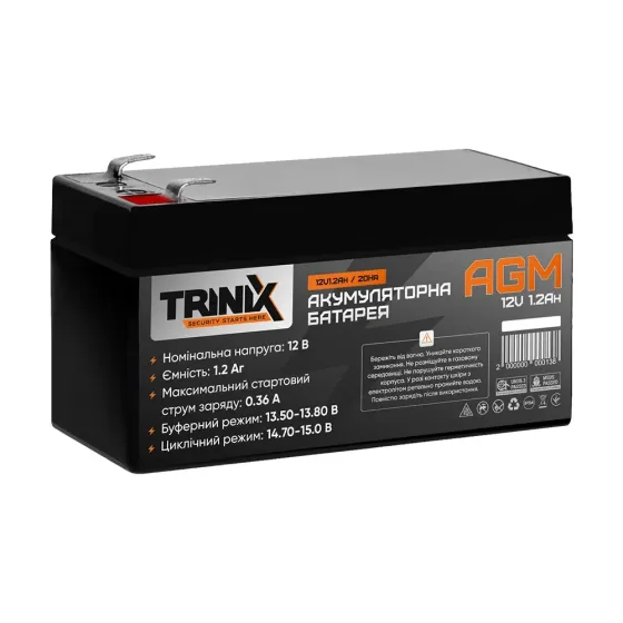 Акумуляторна батарея 12В 1.2Аг Trinix 12V1.2Ah/20Hr AGM свинцево-кислотна (44-00031) Київ