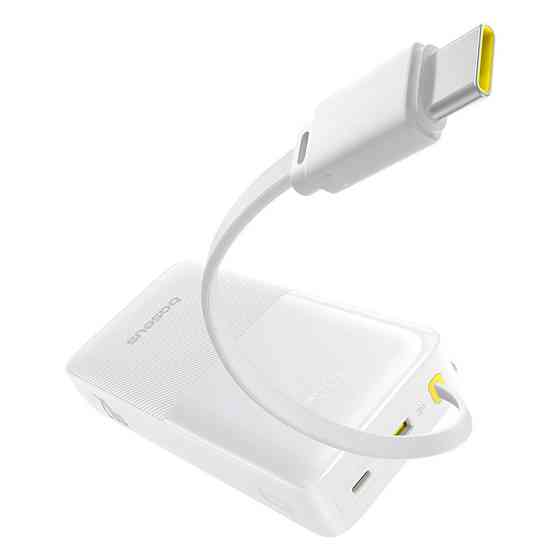 Павербанк 20000 mAh Baseus Bipow 2 20W Type-C быстрая зарядка цифровой дисплей встроенный кабель Type-C power bank повербанк Одесса