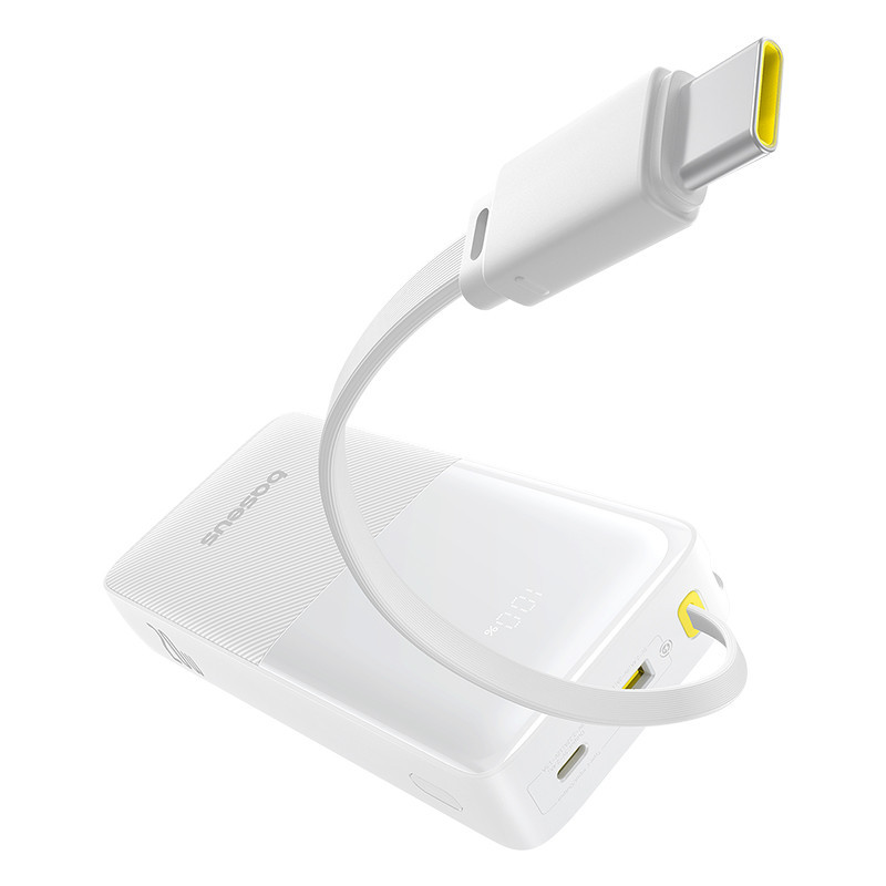 Павербанк 20000 mAh Baseus Bipow 2 20W Type-C быстрая зарядка цифровой дисплей встроенный кабель Type-C power bank повербанк Одесса - изображение 3